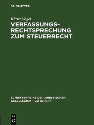 cover image of Verfassungsrechtsprechung zum Steuerrecht